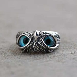 Vintage owl silver plated ring